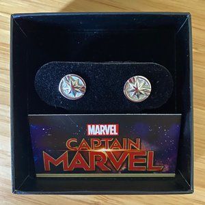 Captain Marvel starburst symbol sterling silver stud earrings